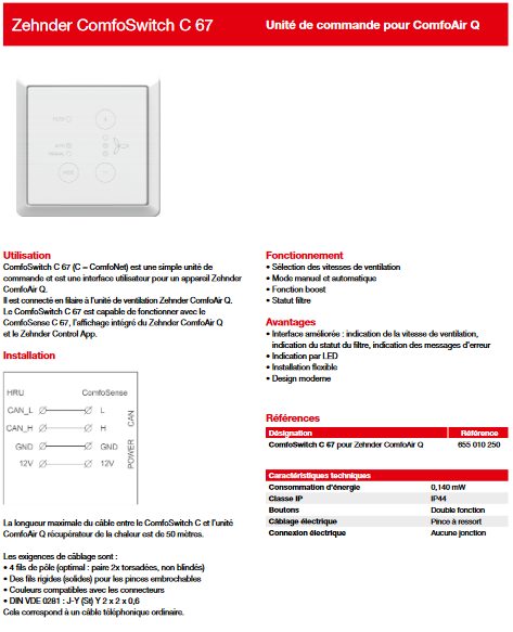 fiche technique régulation comfoswitch