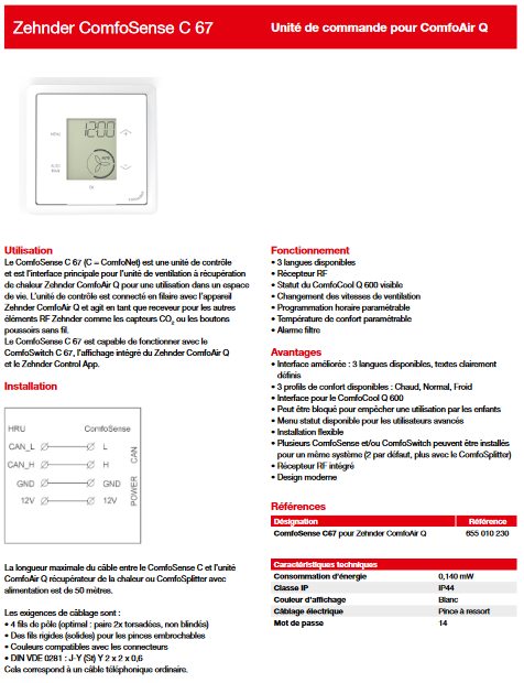 régulation vmc comfosense