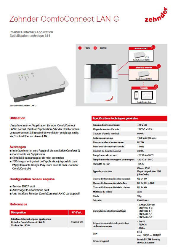 régulation comfoconnect lan c